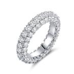 Barzel 18K White Gold Plated &amp; Italian-Cut CZ 3 Row Eternity Ring (6)