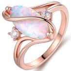 Barzel Rose Gold Plated White Fire Opal &amp; Cubic Zirconia Accents Ring