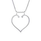 S925 Sterling Silver Jewelry Open Heart Pendant Ring Holder Necklace W