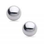 Tisoro Sterling Silver Round Ball Stud Earrings in 6mm, 8mm, 10mm, 12m