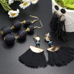 FIBO STEEL 3 Pairs Long Tassel Dangle Earrings for Women Girls Bead th