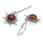 Amber Sterling Silver Sun Earrings