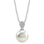 THE PEARL SOURCE 8-9mm Genuine White Freshwater Cultured Pearl &amp; Cubic