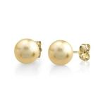 THE PEARL SOURCE 14K Gold 8-9mm AAAA Quality Round Golden South Sea Cu