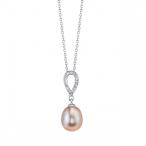 THE PEARL SOURCE 7-8mm Genuine Pink Freshwater Cultured Pearl &amp; Cubic