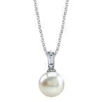 THE PEARL SOURCE 8-9mm Genuine White Freshwater Cultured Pearl &amp; Cubic