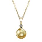 THE PEARL SOURCE 14K Gold 10-11mm Round Golden South Sea Cultured Pear