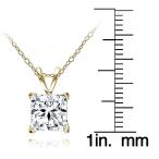 GemStar USA Yellow Gold Flashed Sterling Silver Princess-Cut 7mm Solit