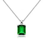 Sterling Silver Simulated Emerald Octagon-Cut Solitaire Pendant Neckla