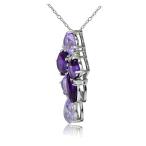 GemStar USA Sterling Silver African Amethyst and White Topaz Tonal Clu