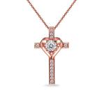 Rose Gold Flashed Sterling Silver Cross Heart Necklace Made with Swaro