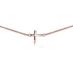 Rose Gold Flashed Sterling Silver High Polished Sideways Cross Dainty