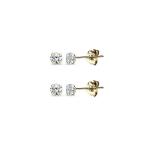 2 Pair Set 14K Gold Cubic Zirconia Tiny 2mm Round Stud Earrings for Me