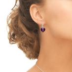 Sterling Silver Purple Heart Dangle Leverback Earrings Made with Swaro