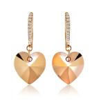 Rose Gold Flashed Sterling Silver Rose Colored Heart Dangle Earrings M