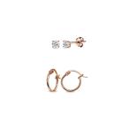 2 Pairs Rose Gold Flash Sterling Silver Unisex 12mm Tiny Small Hoops a
