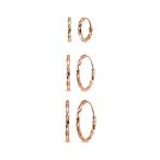 3 Pair Set Rose Gold Flash Sterling Silver Twist Small Polished Round