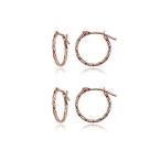 2 Pairs 14K Rose Gold Tiny Small 12mm High Polished Twist Thin Lightwe