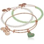 Alex and Ani Sweet Rose Gold and Green Bangle Bracelet