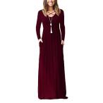 INFITTY Women's Long Sleeve Loose Plain Maxi Dresses Swing Casual Long