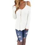 Eiffel Women's Cold Shoulder Knit Long Sleeves Pullover Sweater Tops B