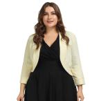 Women 3/4 Sleeve Open Front Plus Size Cropped Bolero Shrugs Cardigan 2