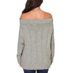 Womens Long Sleeve Off The Shoulder Chunky Knit Pullover Baggy Solid S