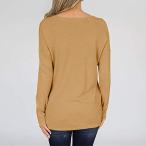 LIYOHON Women's Casual Basic V-Neck Knit Sweaters Long Sleeve Loose T-