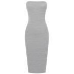 Solid Body-Con Midi Tube Dress Hgrey L