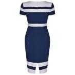 Mmondschein Women's Scoop Neck Optical Illusion Business Bodycon Dress