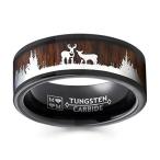 Metal Masters Co. Men's Black Tungsten Hunting Ring Wedding Band Wood