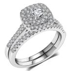 3UMeter 925 Solid Sterling Silver Bridal Wedding Band Engagement Ring