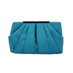 Womens Pleated Satin Evening Handbag Clutch With Detachable Chain Stra