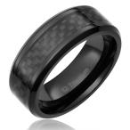 Cavalier Jewelers 8MM Mens Titanium Ring Wedding Band Black Plated wit