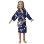 Aibrou Girls' Peacock Satin Kimono Robe Bathrobe Nightgown For Party W