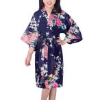 WonderFit Girls Stain Kimono Peacock Flower Robe for Spa Wedding Birth