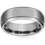 8MM Men's Titanium Ring Wedding Band with Flat Brushed Top and Polishe