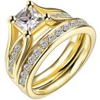 LWLH Jewelry Womens 18K Yellow Gold Plated Cubic Zirconia CZ Promise E