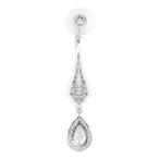 SWEETV Silver Slender Teardrop Cubic Zirconia Vintage Dangle Earrings