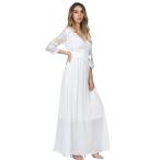 PARTY LADY Women's Lace Long Sleeve Evening Party Maxi Wedding Dress S
