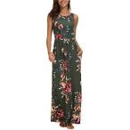 Zattcas Maxi Dresses for Women,Womens Crew Neck Sleeveless Summer Flor