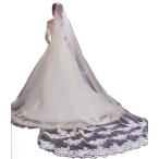 White Lace Edge Cathedral Length Wedding Bridal Veil with Comb