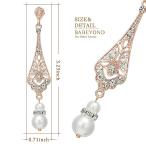 BABEYOND 1920s Vintage Wedding Pearl Dangle Drop Earrings Art Deco Gat