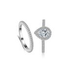 Classic Bridal Ring Set 0.75 Ct Pear Cut Teardrop Halo Ring Eternity I