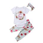 Baby Girls Little Sister Bodysuit Tops Floral Pants Bowknot Headband O