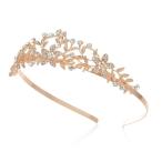 SWEETV Rose Gold Wedding Crown Bridal Tiara Crystal Princess Headpiece