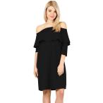 Womens 3/4 Sleeve Reg and Plus Size Off The Shoulder Cocktail Dress Ru