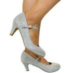 HapHop Women's Bridal Wedding Party Mary Jane Low Heel Pump Shoes, Sil