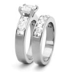 Women's Stainless Steel 316 Princess Cut 3.75 Carat Zirconia Wedding R