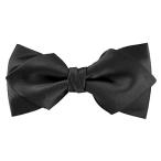 Murong Jun Luxurious Matte Satin Solid Black Bowtie Mens Bow Tie by Gr